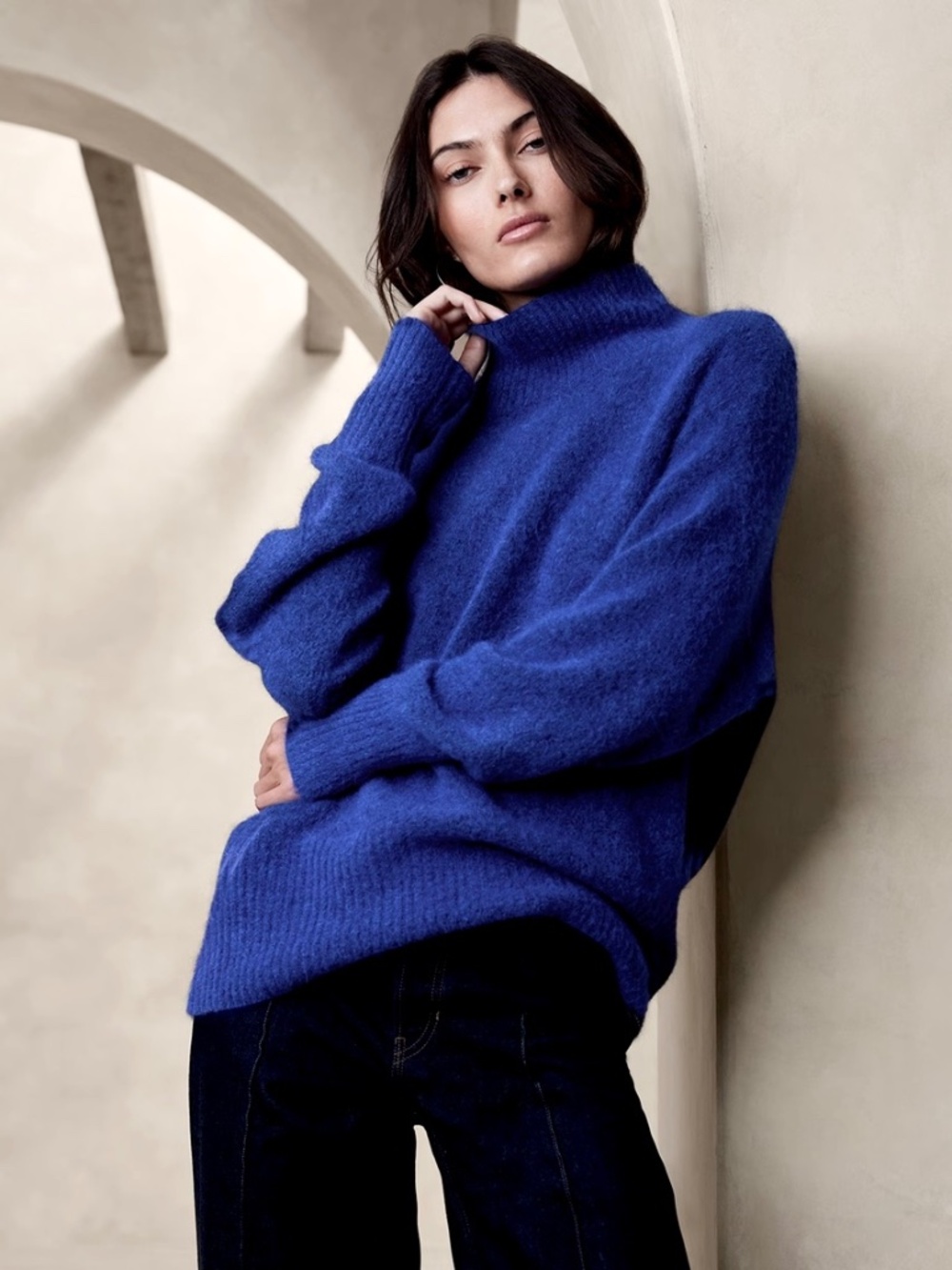 BANANA REPUBLIC Athena Alpaca Blend Sweater in Cobalt - XS